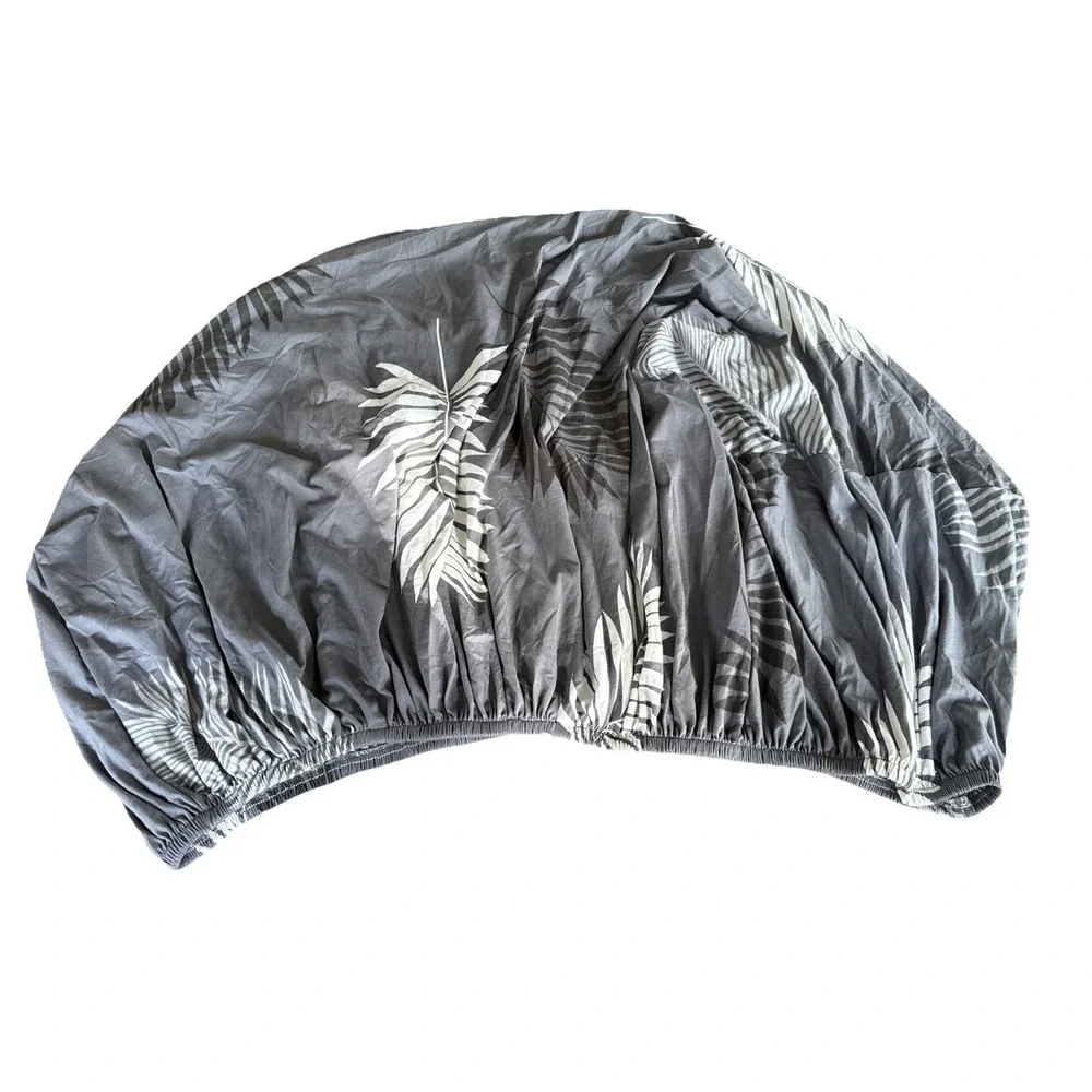 2‎ Seater Chair Soft Cover Slipcover Gray Fern/ Palm Leaf Pattern Stretch Cover